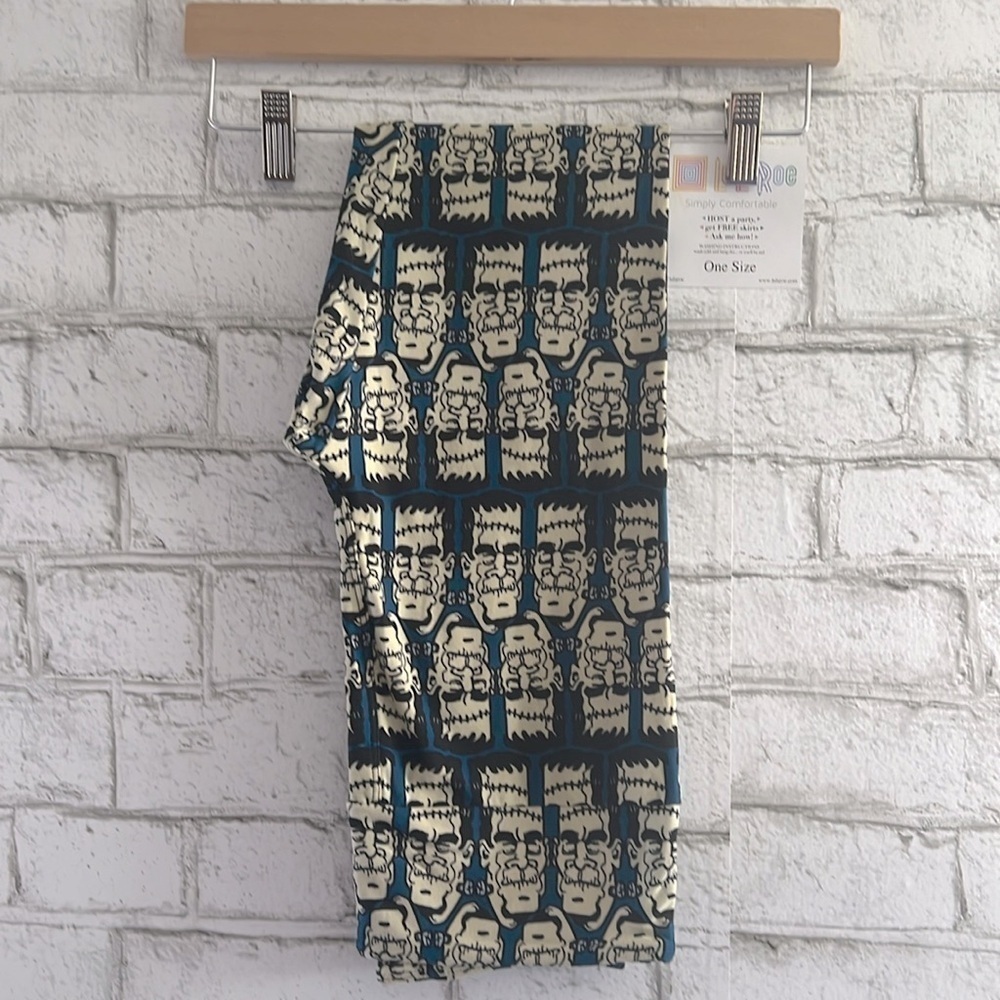NEW!!! Frankenstein Blue Background OS Lularoe Leggings One Size Soft Stretchy